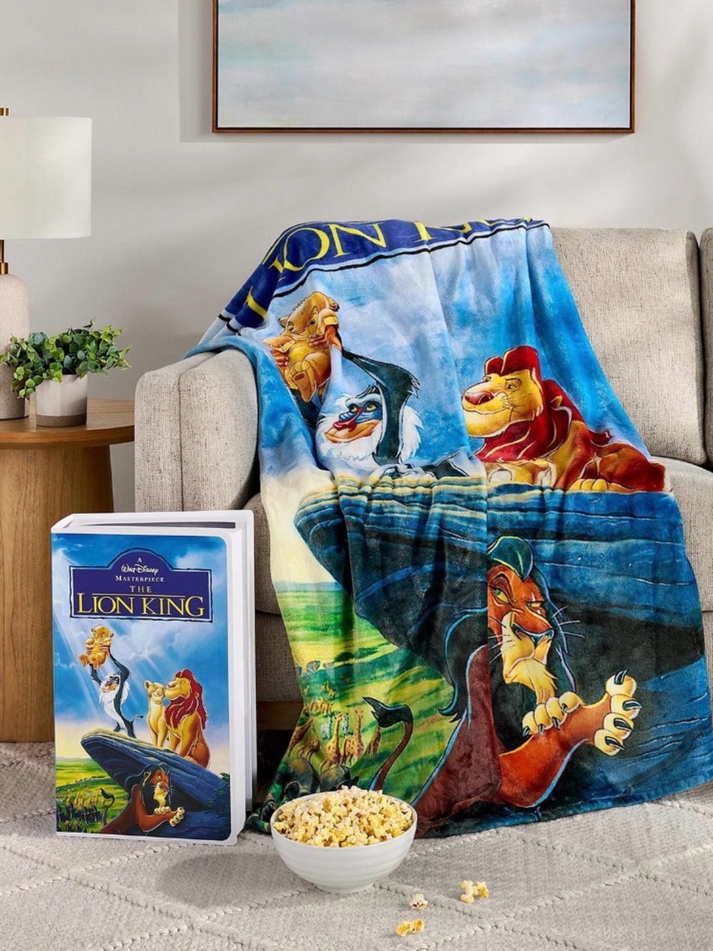 Disney VHS The Lion King Blue Plush Throw Blanket